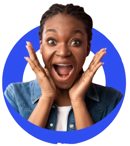Amazed woman with hands on her face